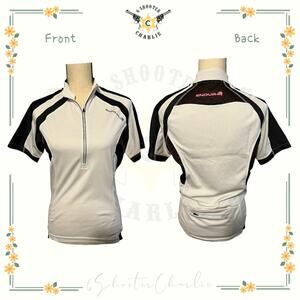 Womens Fit ENDURA Cycling Jersey Black White Size Medium Zip Front Pockets
